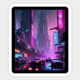 Future City - Neon Cityscape Sticker